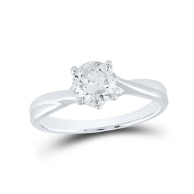 Radiant Love: 14kt White Gold Round Diamond Solitaire Bridal Wedding Engagement Ring - Top View