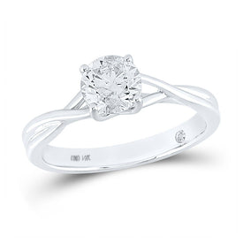 Timeless Splendor: 14kt White Gold Round Diamond Solitaire Bridal Wedding Engagement Ring 1 Cttw - Top View