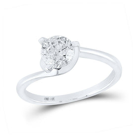 Radiant Love: 14kt White Gold Round Diamond Solitaire Bridal Wedding Engagement Ring - Top View