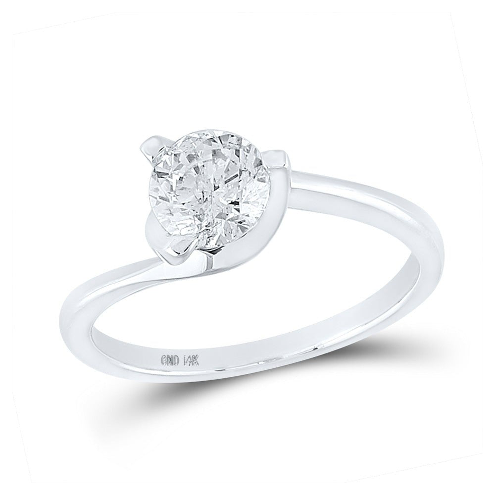 Wedding Collection | 14kt White Gold Round Diamond Solitaire Bridal Wedding Engagement Ring 1 Cttw | Splendid Jewellery GND