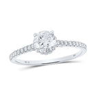Radiant Love: 14kt White Gold Round Diamond Solitaire Bridal Wedding Engagement Ring - Top View