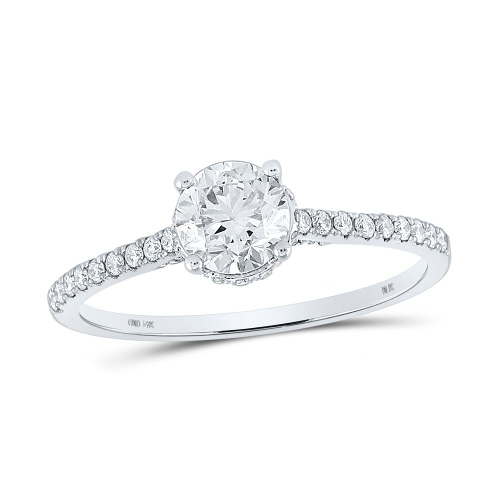 Wedding Collection | 14kt White Gold Round Diamond Solitaire Bridal Wedding Engagement Ring 1 Cttw | Splendid Jewellery GND