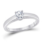 Timeless Love: 14kt White Gold Round Diamond Solitaire Bridal Wedding Engagement Ring 1/2 Cttw - Top View