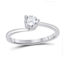 Load image into Gallery viewer, 14kt White Gold Radiant Love Diamond Solitaire Bridal Wedding Engagement Ring 1/2 Cttw - Top View