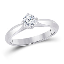 Load image into Gallery viewer, Radiant Love: 14kt White Gold Round Diamond Solitaire Bridal Wedding Engagement Ring 1/2 Cttw - Top View