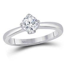 Load image into Gallery viewer, Timeless Love: 14kt White Gold Round Diamond Solitaire Bridal Wedding Engagement Ring 1/2 Cttw - Top View