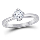 Timeless Love: 14kt White Gold Round Diamond Solitaire Bridal Wedding Engagement Ring 1/2 Cttw - Top View