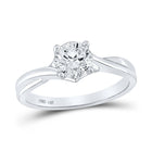 Timeless Brilliance: 14kt White Gold Round Diamond Solitaire Bridal Wedding Engagement Ring 1/2 Cttw - Top View