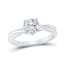 Load image into Gallery viewer, 14kt White Gold Radiant Love Diamond Solitaire Bridal Wedding Engagement Ring 1/2 Cttw - Top View
