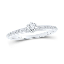 Load image into Gallery viewer, 14kt White Gold Radiant Diamond Solitaire Bridal Wedding Engagement Ring 1/3 Cttw - Top View