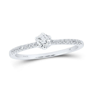 Wedding Collection | 14kt White Gold Round Diamond Solitaire Bridal Wedding Engagement Ring 1/3 Cttw | Splendid Jewellery GND