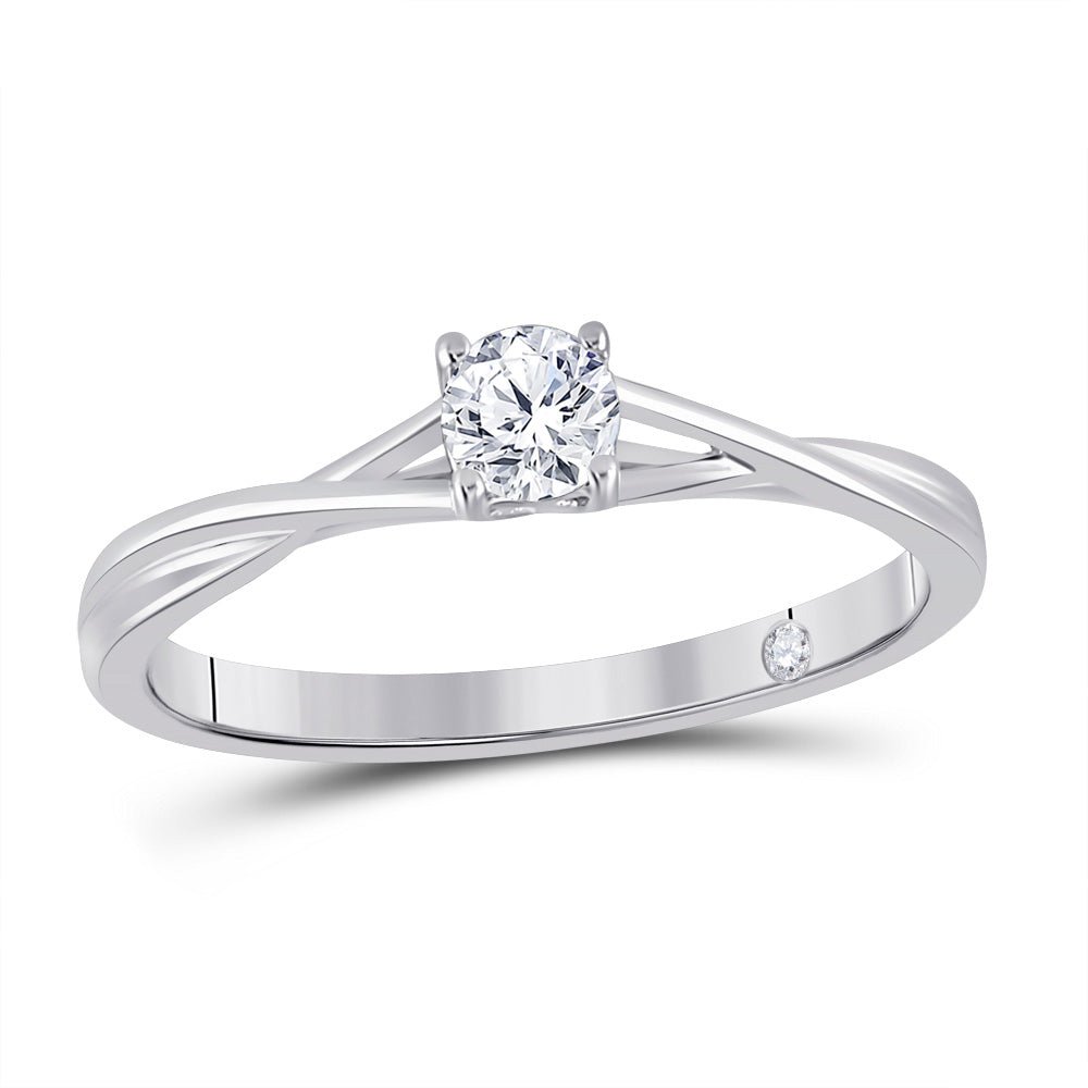 Wedding Collection | 14kt White Gold Round Diamond Solitaire Bridal Wedding Engagement Ring 1/4 Cttw | Splendid Jewellery GND