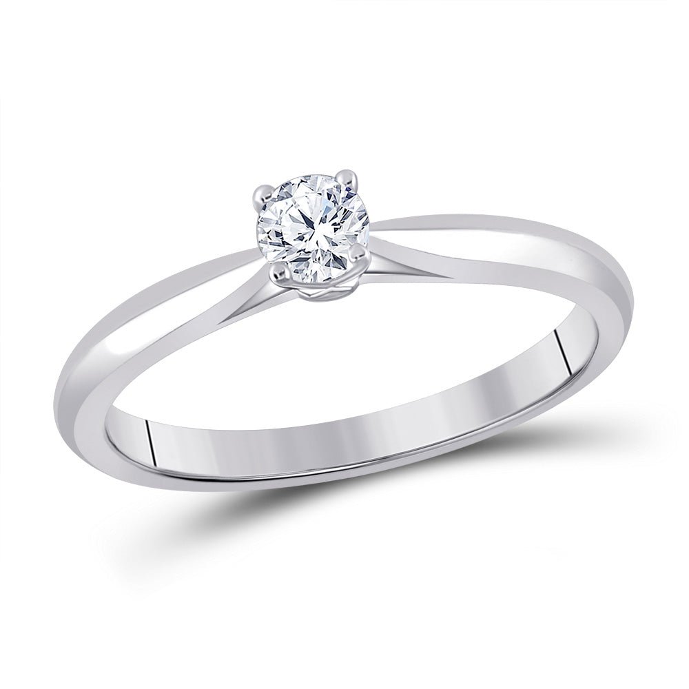 Wedding Collection | 14kt White Gold Round Diamond Solitaire Bridal Wedding Engagement Ring 1/4 Cttw | Splendid Jewellery GND