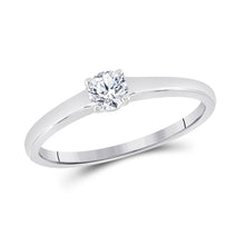 Load image into Gallery viewer, 14kt White Gold Radiant Love Diamond Solitaire Bridal Wedding Engagement Ring 1/4 Cttw - Top View