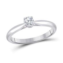 Load image into Gallery viewer, Timeless Radiance: 14kt White Gold Round Diamond Solitaire Bridal Wedding Engagement Ring 1/4 Cttw - Top View