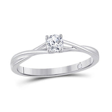 Load image into Gallery viewer, 14kt White Gold Radiant Love Diamond Solitaire Bridal Wedding Engagement Ring - Top View
