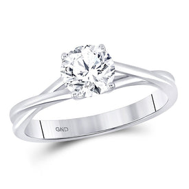 Eternal Love 14kt White Gold Round Diamond Solitaire Bridal Wedding Engagement Ring - Top View