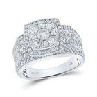 Eternal Brilliance: 14kt White Gold Square Diamond Wedding Ring - Top View