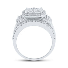 Load image into Gallery viewer, Eternal Brilliance: 14kt White Gold Square Diamond Wedding Ring - Side View