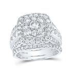 Captivating Brilliance: 14kt White Gold Diamond Square Cluster Bridal Wedding Ring Band Set - Top View