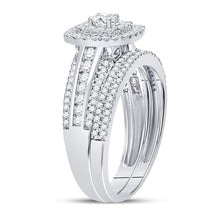Load image into Gallery viewer, 14kt White Gold Radiant Brilliance Bridal Wedding Ring Band Set - Side View