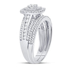 14kt White Gold Radiant Brilliance Bridal Wedding Ring Band Set - Side View