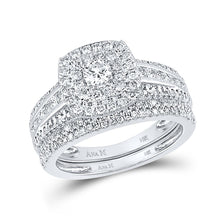 Load image into Gallery viewer, 14kt White Gold Radiant Brilliance Bridal Wedding Ring Band Set - Top View