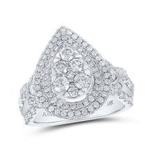 Load image into Gallery viewer, Eternal Radiance 14kt White Gold Diamond Tear Bridal Wedding Engagement Ring - Top View
