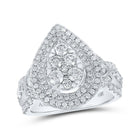 Eternal Radiance 14kt White Gold Diamond Tear Bridal Wedding Engagement Ring - Top View