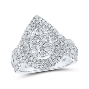 Wedding Collection | 14kt White Gold Round Diamond Tear Bridal Wedding Engagement Ring 1-1/2 Cttw | Splendid Jewellery GND