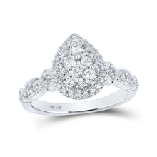 Load image into Gallery viewer, Captivating Elegance: 14kt White Gold Teardrop Diamond Wedding Ring - Top View