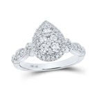 Captivating Elegance: 14kt White Gold Teardrop Diamond Wedding Ring - Top View