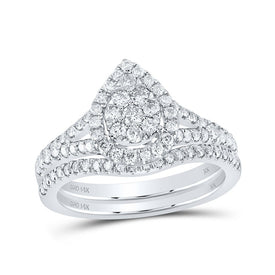 Captivating Love's Embrace Diamond Wedding Ring Band Set - Top View