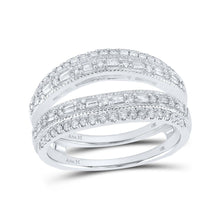 Load image into Gallery viewer, 14kt White Gold Baguette Diamond Wrap Enhancer Wedding Band - A Touch of Elegance and Sophistication - Top View
