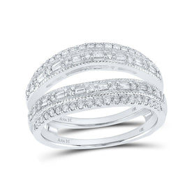 14kt White Gold Baguette Diamond Wrap Enhancer Wedding Band - A Touch of Elegance and Sophistication - Top View