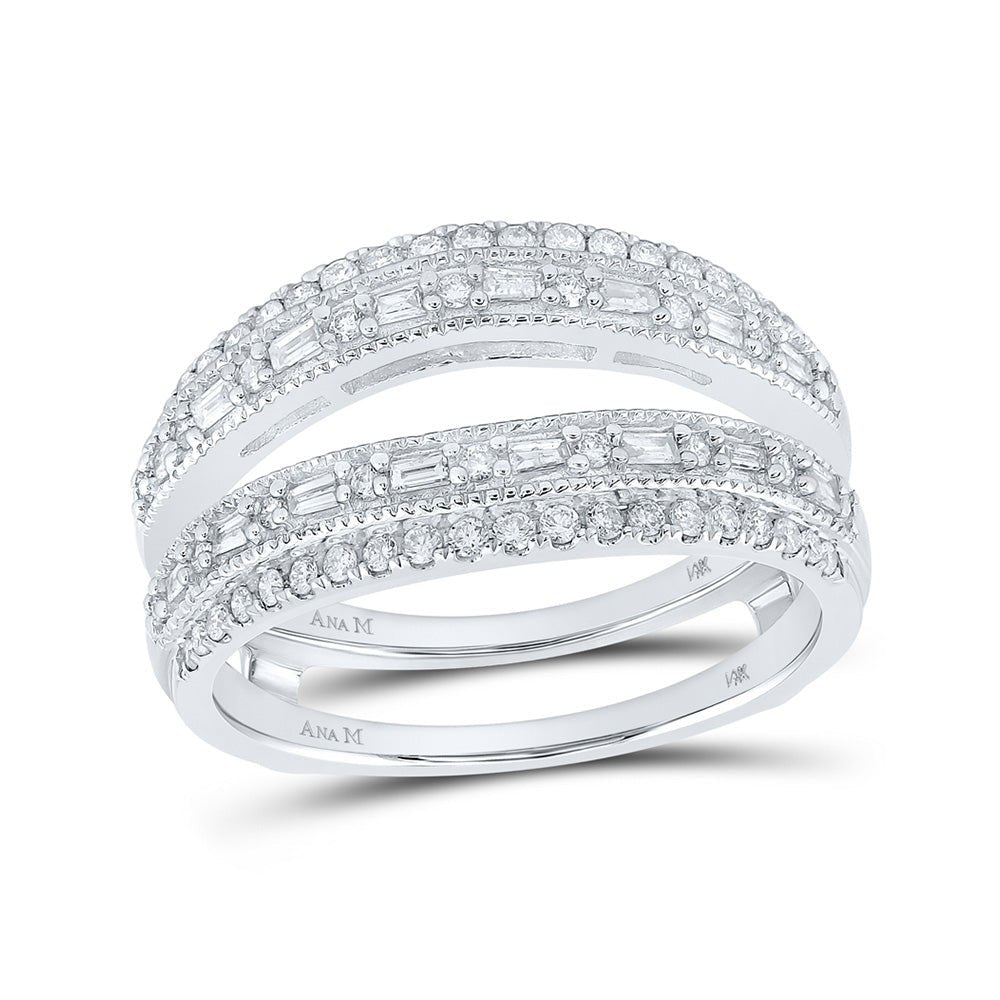 Wedding Collection | 14kt White Gold Womens Baguette Diamond Wrap Enhancer Wedding Band 1/2 Cttw | Splendid Jewellery GND