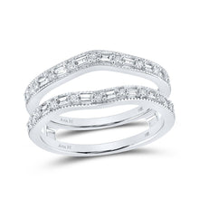 Load image into Gallery viewer, 14kt White Gold Baguette and Round Diamond Wrap Enhancer Wedding Band - Top View