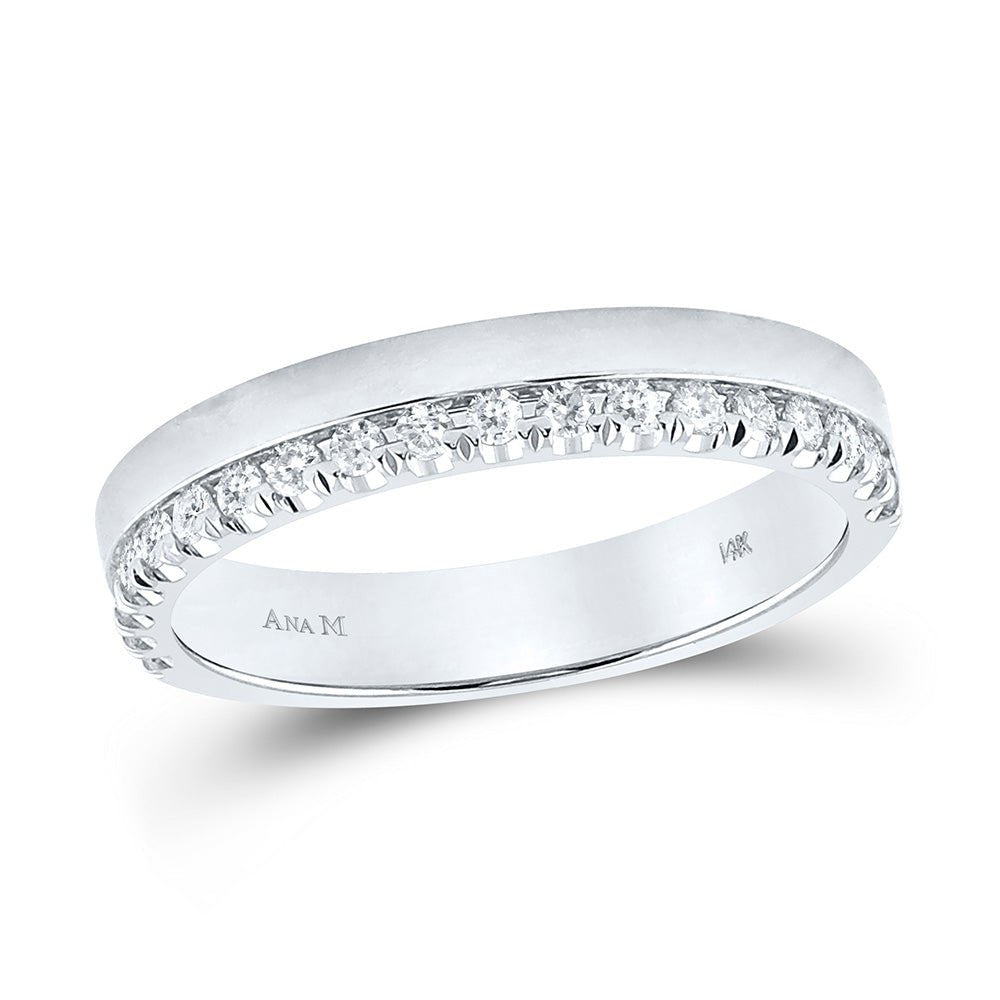 Wedding Collection | 14kt White Gold Womens Machine-Set Round Diamond Wedding Band 1/4 Cttw | Splendid Jewellery GND