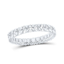 Load image into Gallery viewer, Eternal Brilliance: 14kt White Gold Womens Oval Diamond Eternity Wedding Band - Top View
