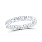 Eternal Brilliance: 14kt White Gold Womens Oval Diamond Eternity Wedding Band - Top View