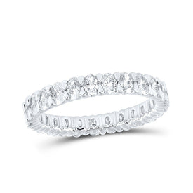 Eternal Brilliance: 14kt White Gold Womens Oval Diamond Eternity Wedding Band - Top View