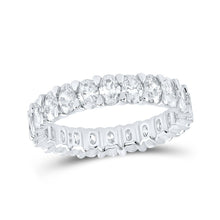 Load image into Gallery viewer, 14kt White Gold Oval Diamond Eternity Wedding Band - A Timeless Treasure - Top View