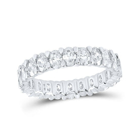 14kt White Gold Oval Diamond Eternity Wedding Band - A Timeless Treasure - Top View