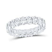 Load image into Gallery viewer, Radiant Splendor: 14kt White Gold Womens Oval Diamond Eternity Wedding Band - Top View