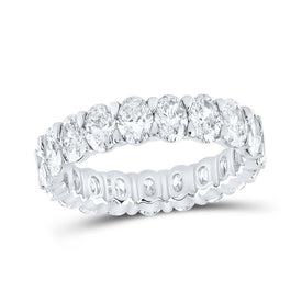 Radiant Splendor: 14kt White Gold Womens Oval Diamond Eternity Wedding Band - Top View