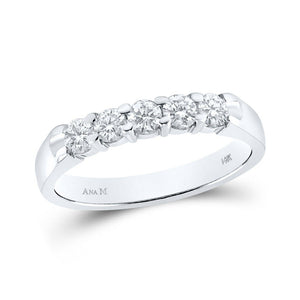 Wedding Collection | 14kt White Gold Womens Round Diamond 5-stone Wedding Band 1/2 Cttw | Splendid Jewellery GND