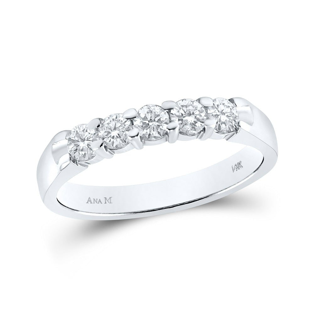 Wedding Collection | 14kt White Gold Womens Round Diamond 5-stone Wedding Band 1/2 Cttw | Splendid Jewellery GND