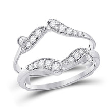Load image into Gallery viewer, 14kt White Gold Diamond Bypass Wrap Ring Guard Enhancer - The Eternal Elegance - Top View