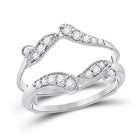 14kt White Gold Diamond Bypass Wrap Ring Guard Enhancer - The Eternal Elegance - Top View