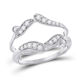 14kt White Gold Diamond Bypass Wrap Ring Guard Enhancer - The Eternal Elegance - Top View